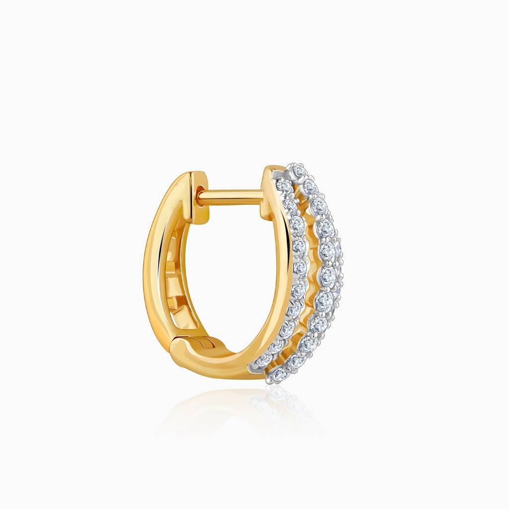 14K Gold Twirl In Style Diamond Hoops : GDLER0471