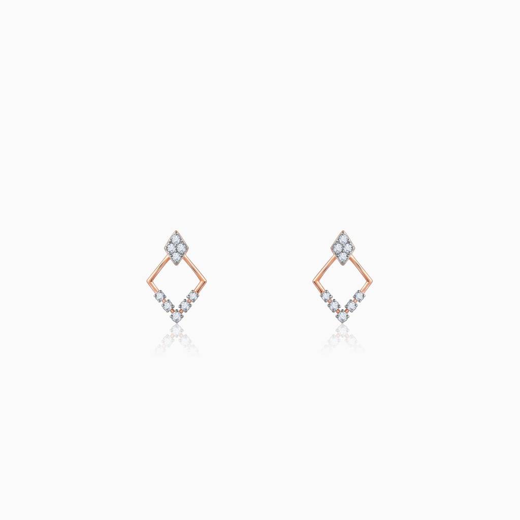 18K Rose Gold Radiant Rhombus Diamond Earrings : GDLER0475