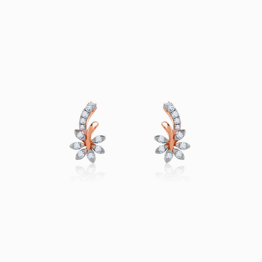 18K Gold Floral Grace Diamond Earrings : GDLER0476