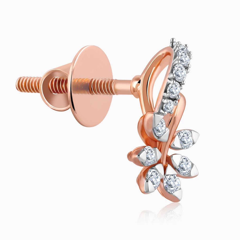 18K Gold Floral Grace Diamond Earrings : GDLER0476