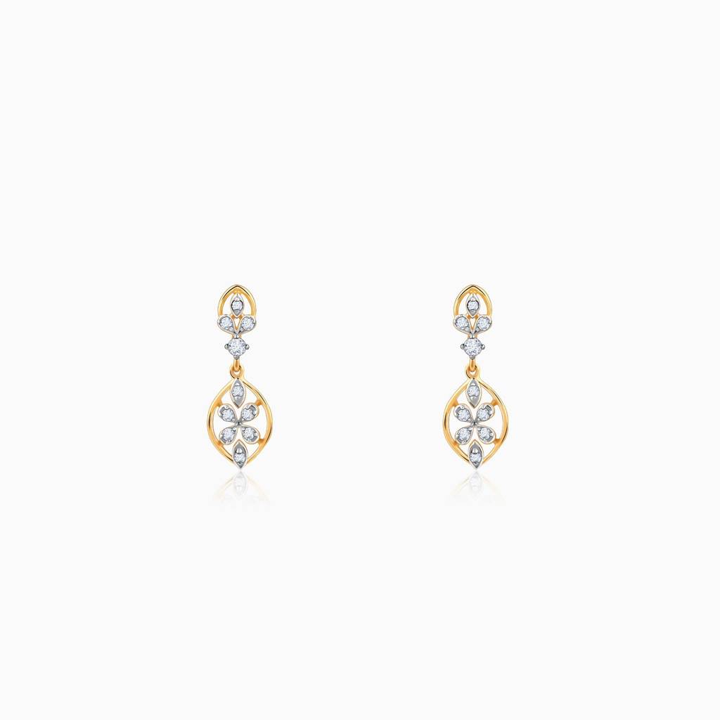 18K Gold Pretty Dangler Diamond Earrings : GDLER0480