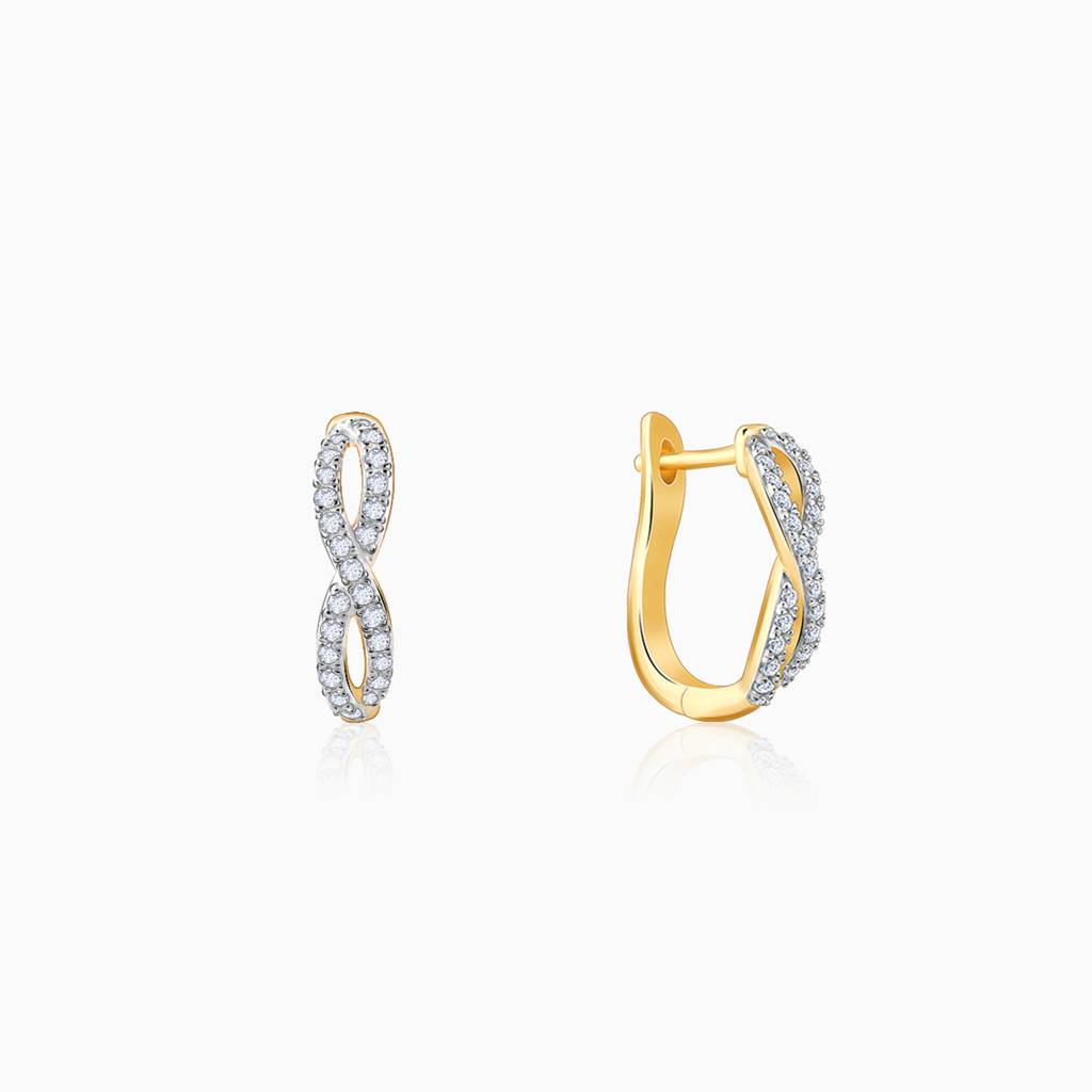 14K Gold Infinito J-Hoop Diamond Earrings : GDLER0484