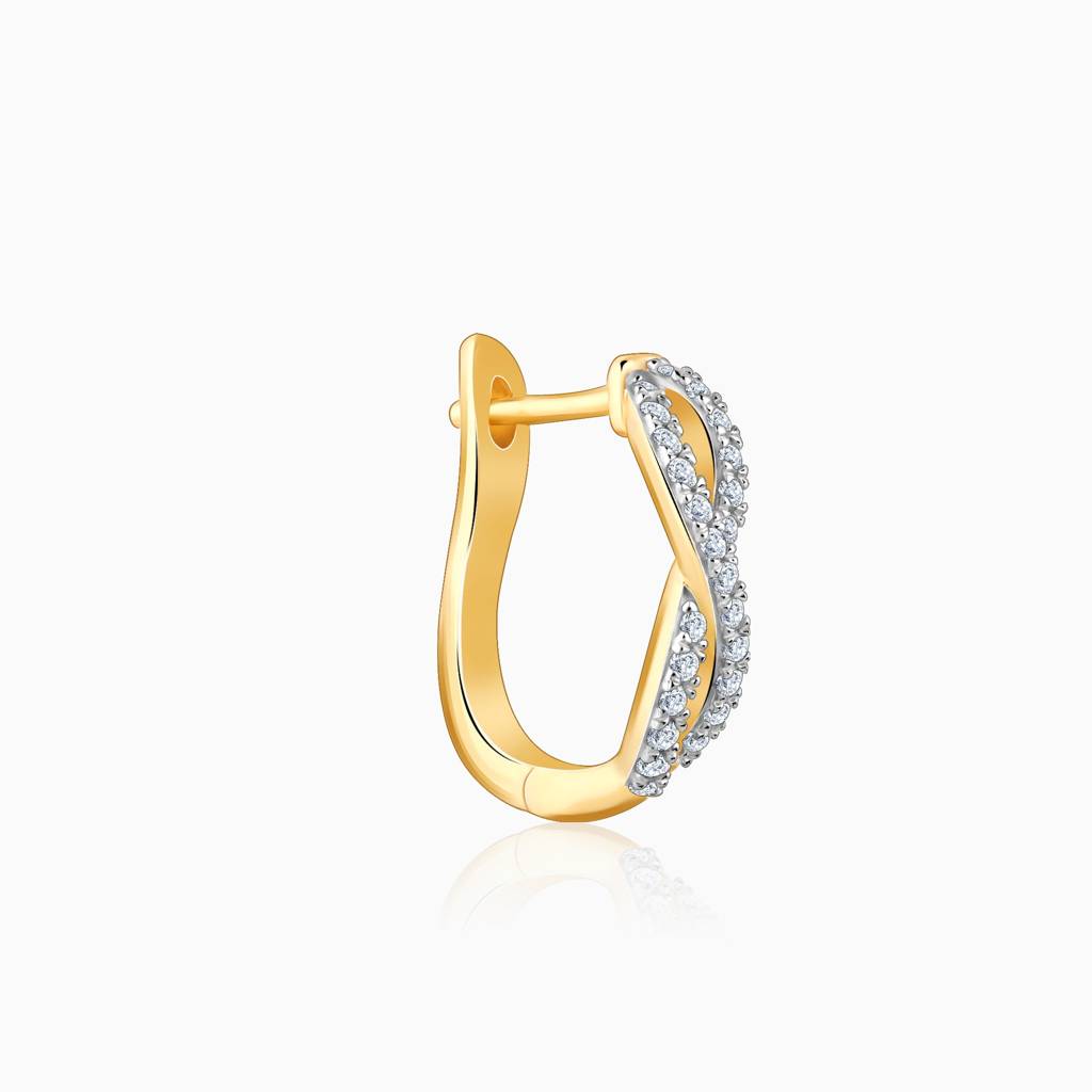 14K Gold Infinito J-Hoop Diamond Earrings : GDLER0484