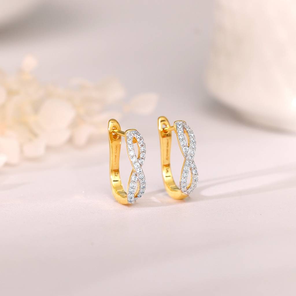 14K Gold Infinito J-Hoop Diamond Earrings : GDLER0484