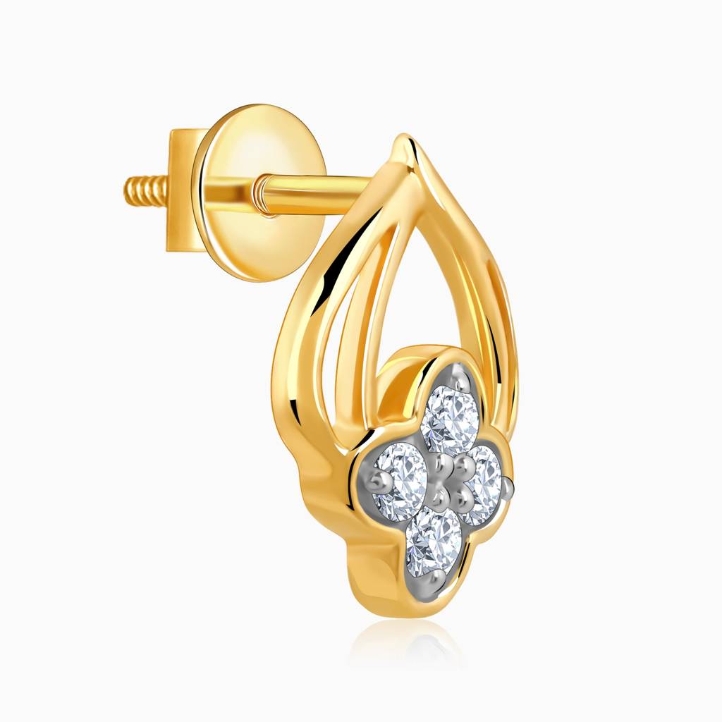 18K Gold Pure Clover Diamond Earrings : GDLER0489