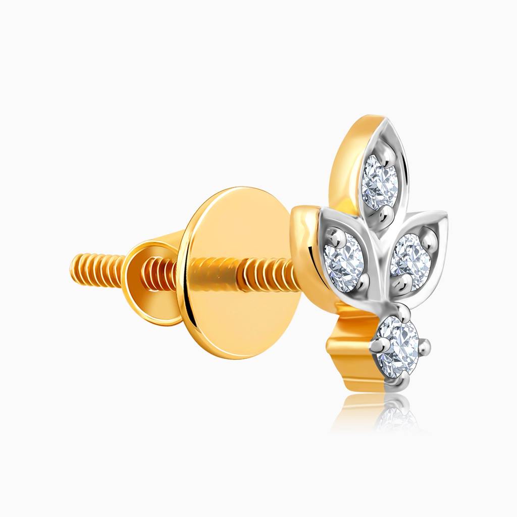 18K Gold Amber Radiance Diamond Studs : GDLER0495