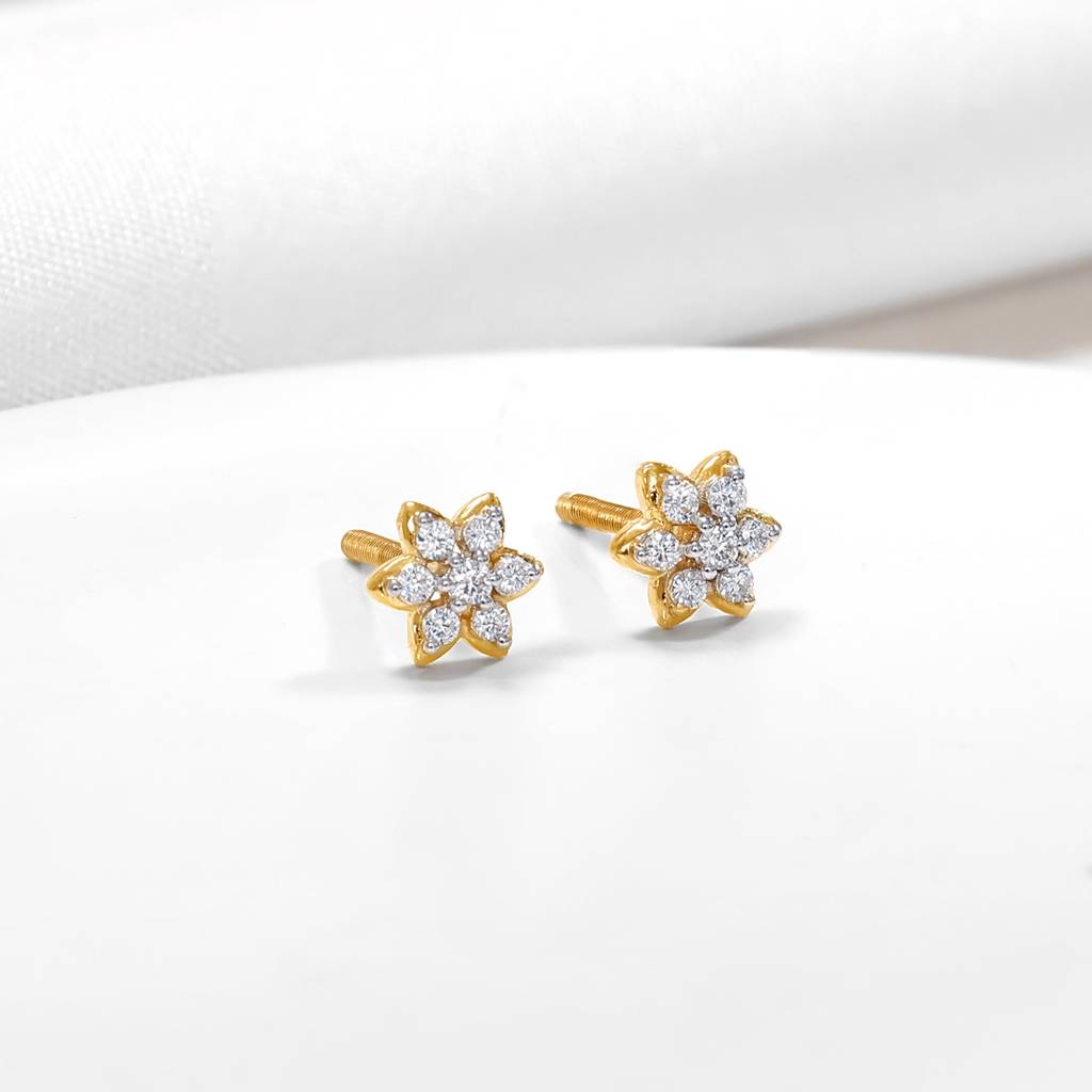 18K Gold Heavenly Celeste Diamond Studs : GDLER0500