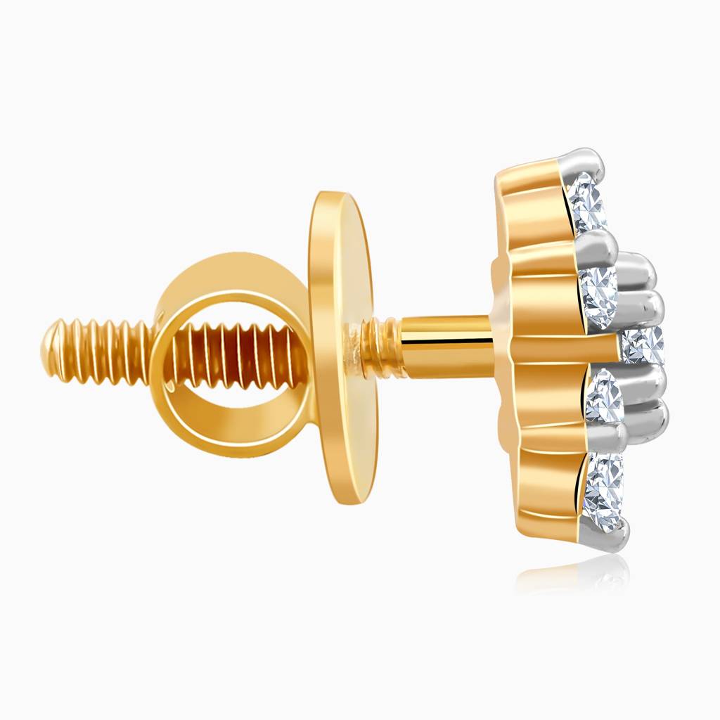 18K Gold Floral Glimmer Diamond Studs : GDLER0501