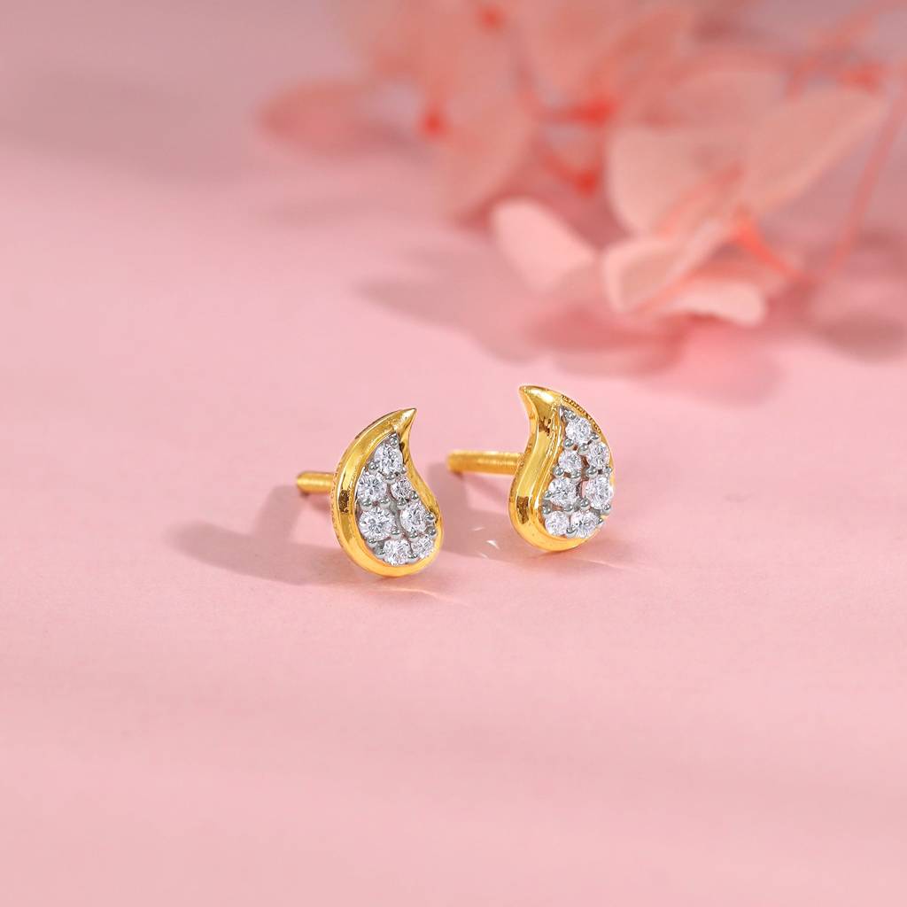 18K Gold Mango Gleam Diamond Earrings : GDLER0503