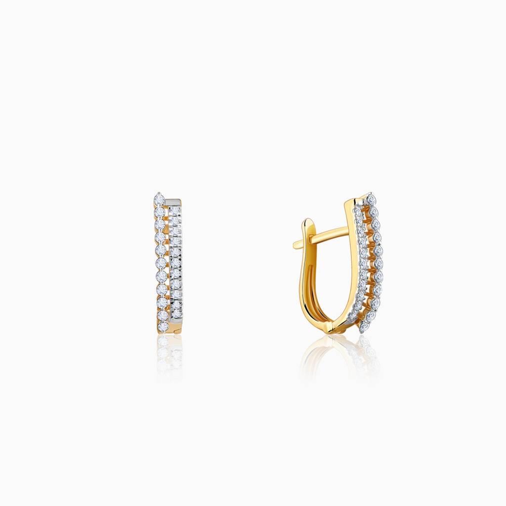 18K Gold Celestra Magic Diamond J-Hoop Earrings : GDLER0507