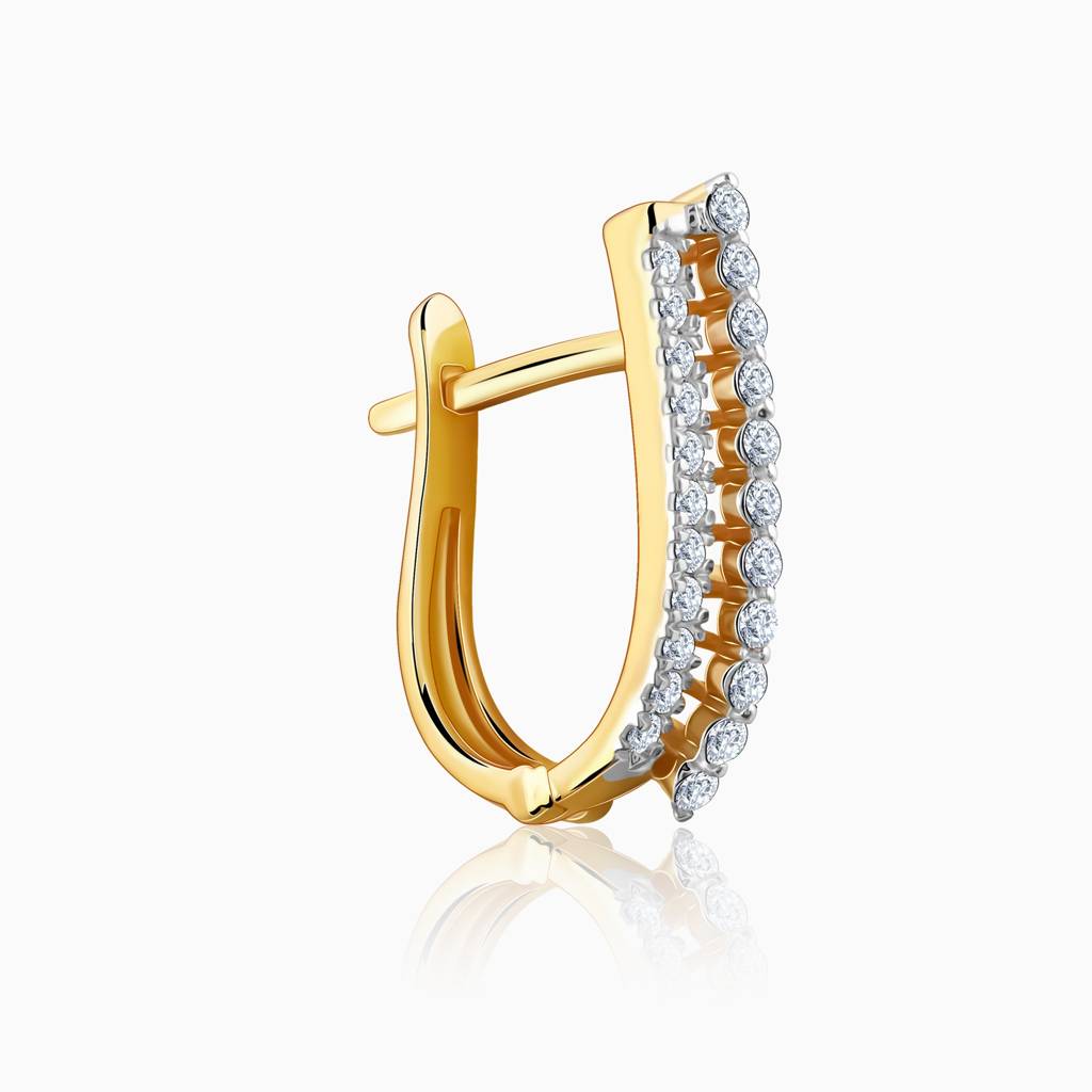 18K Gold Celestra Magic Diamond J-Hoop Earrings : GDLER0507