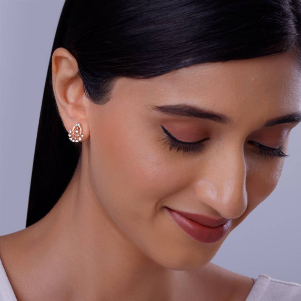 18K Rose Gold Glowtide Diamond Earrings : GDLER0509