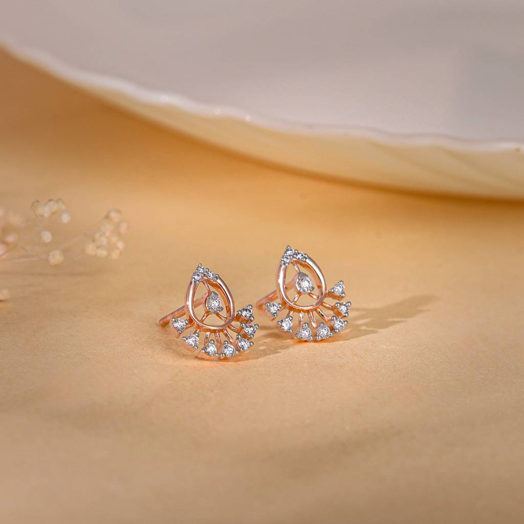 18K Rose Gold Glowtide Diamond Earrings : GDLER0509