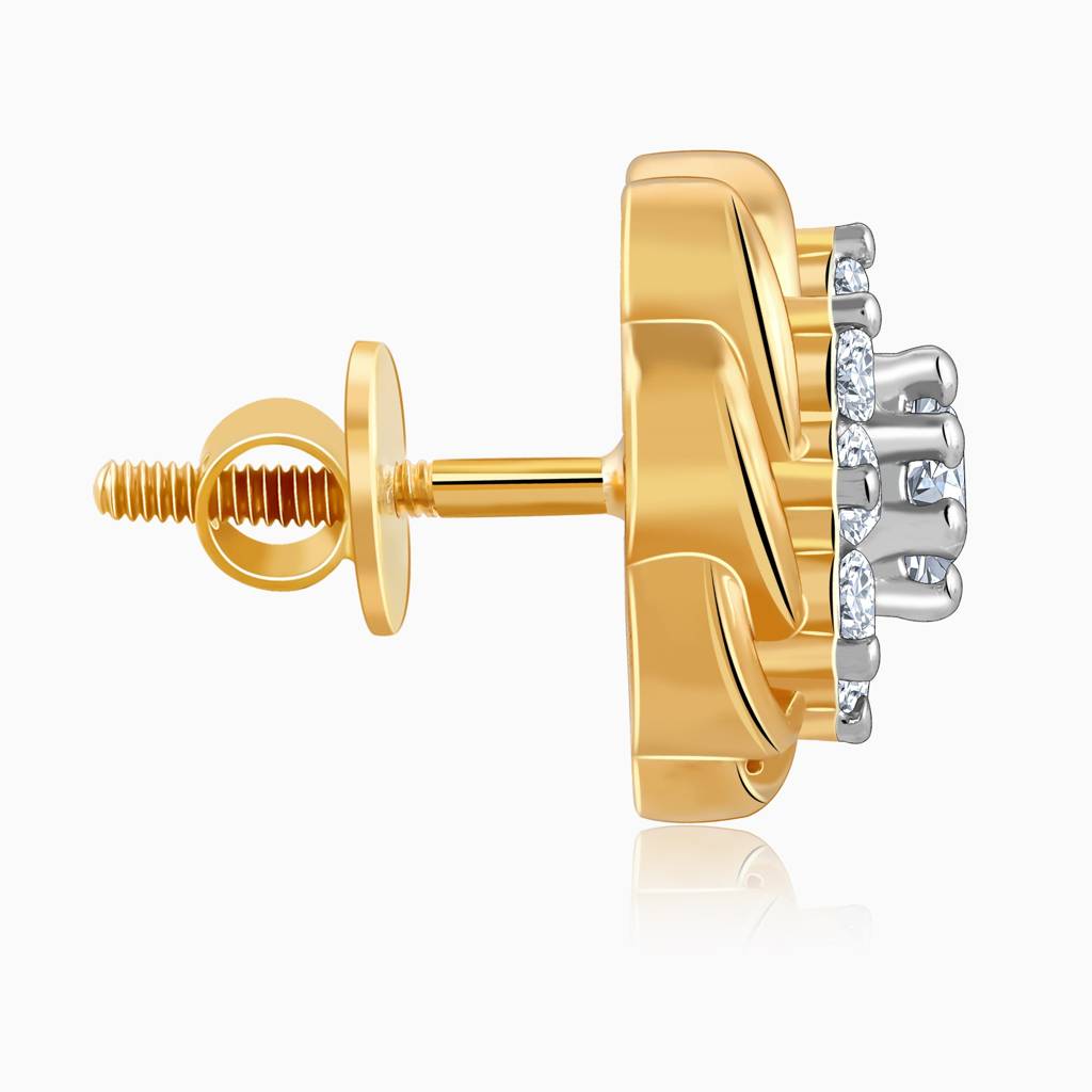 18K Gold Blooming Beauty Solitaire Diamond Earrings : GDLER0512