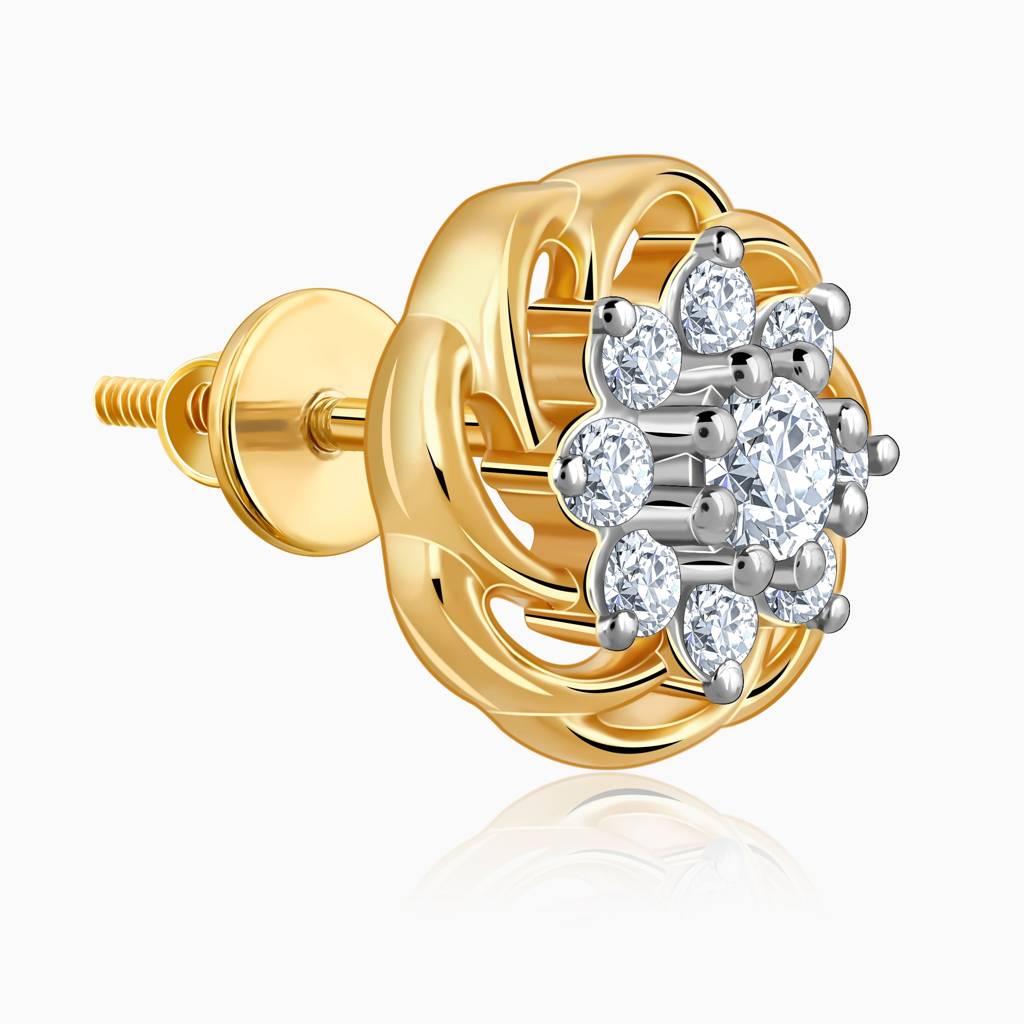 18K Gold Blooming Beauty Solitaire Diamond Earrings : GDLER0512