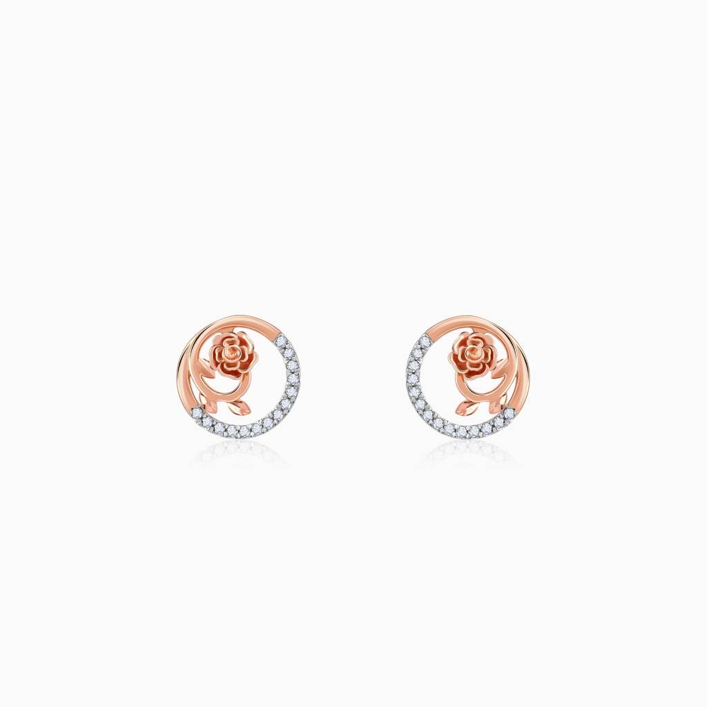 18K Rose Gold Blissful Shine Diamond Earrings : GDLER0513