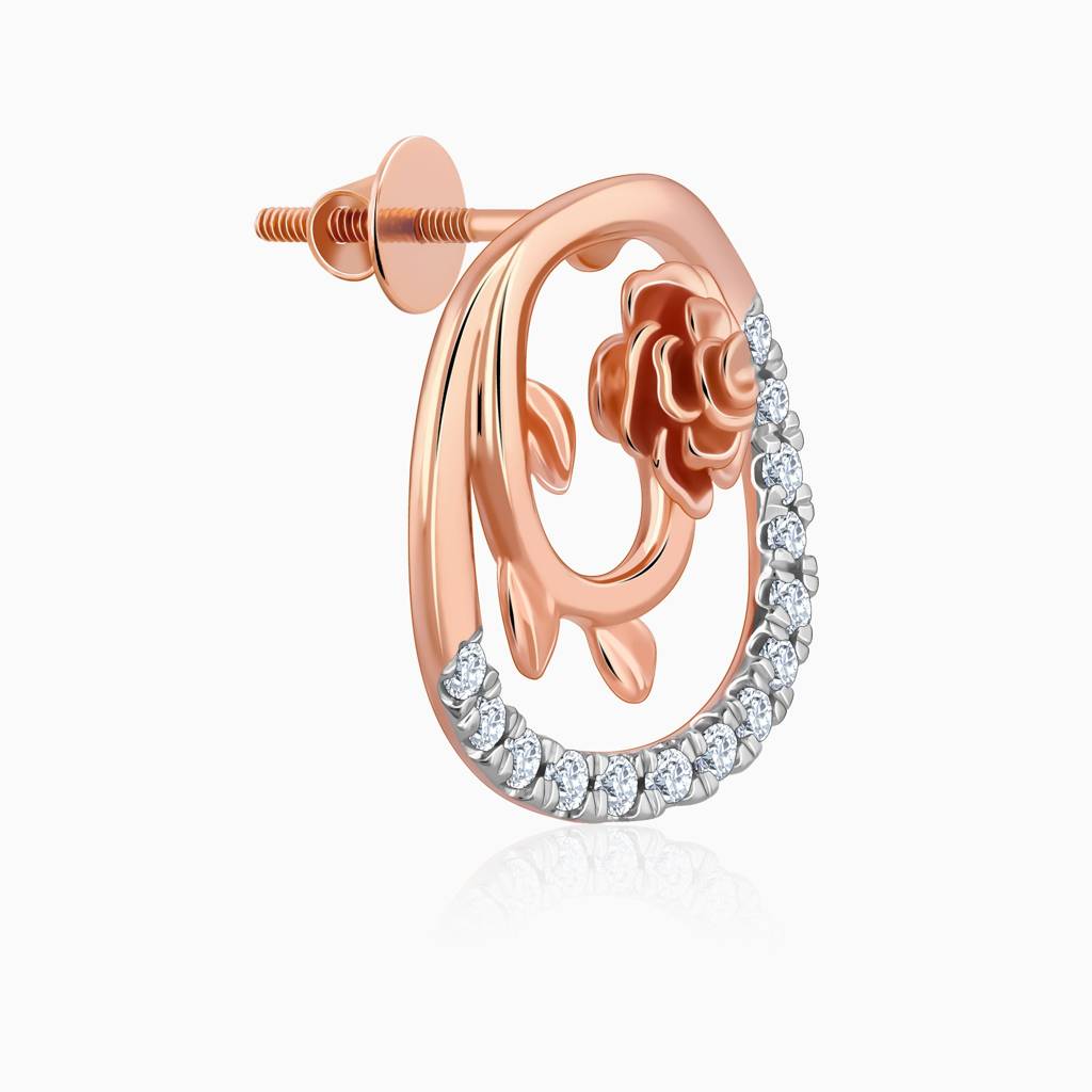 18K Rose Gold Blissful Shine Diamond Earrings : GDLER0513