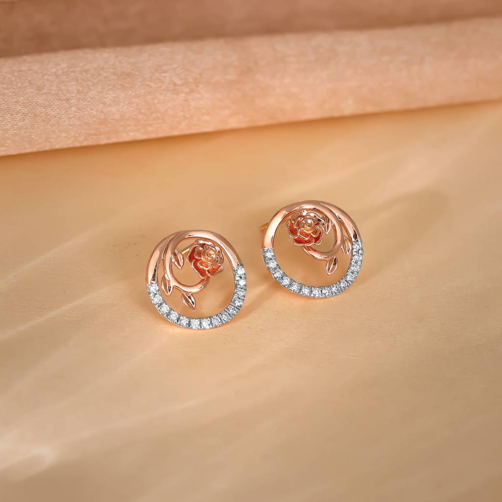 18K Rose Gold Blissful Shine Diamond Earrings : GDLER0513