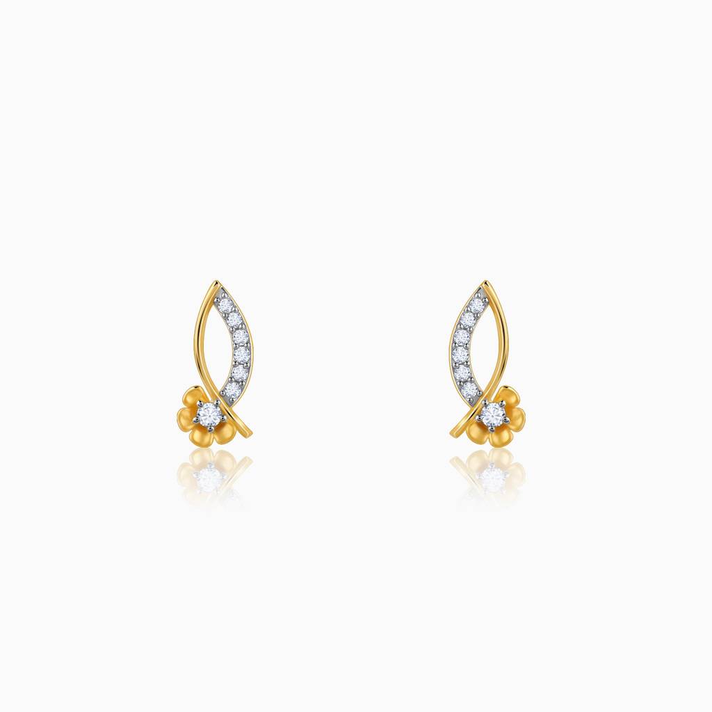 18K Gold Funky Florals Diamond Earrings : GDLER0514