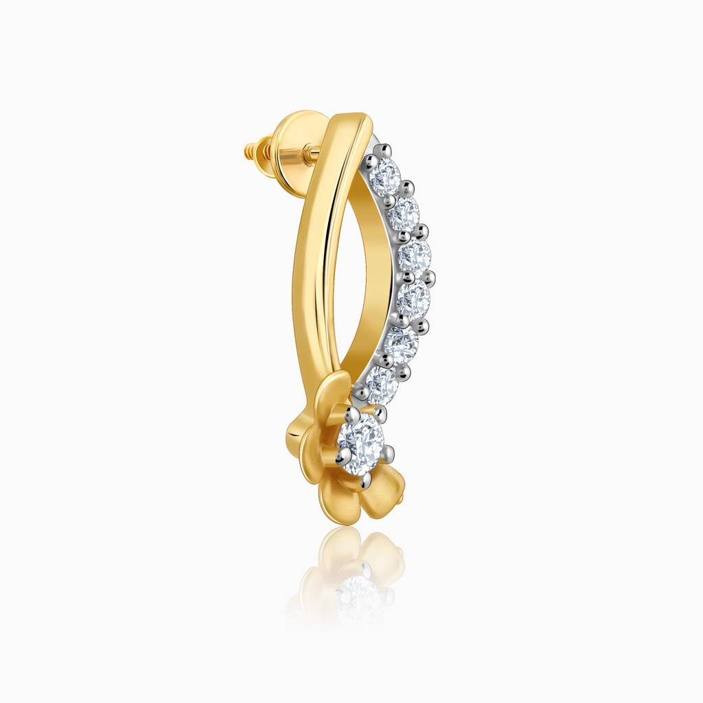 18K Gold Funky Florals Diamond Earrings : GDLER0514