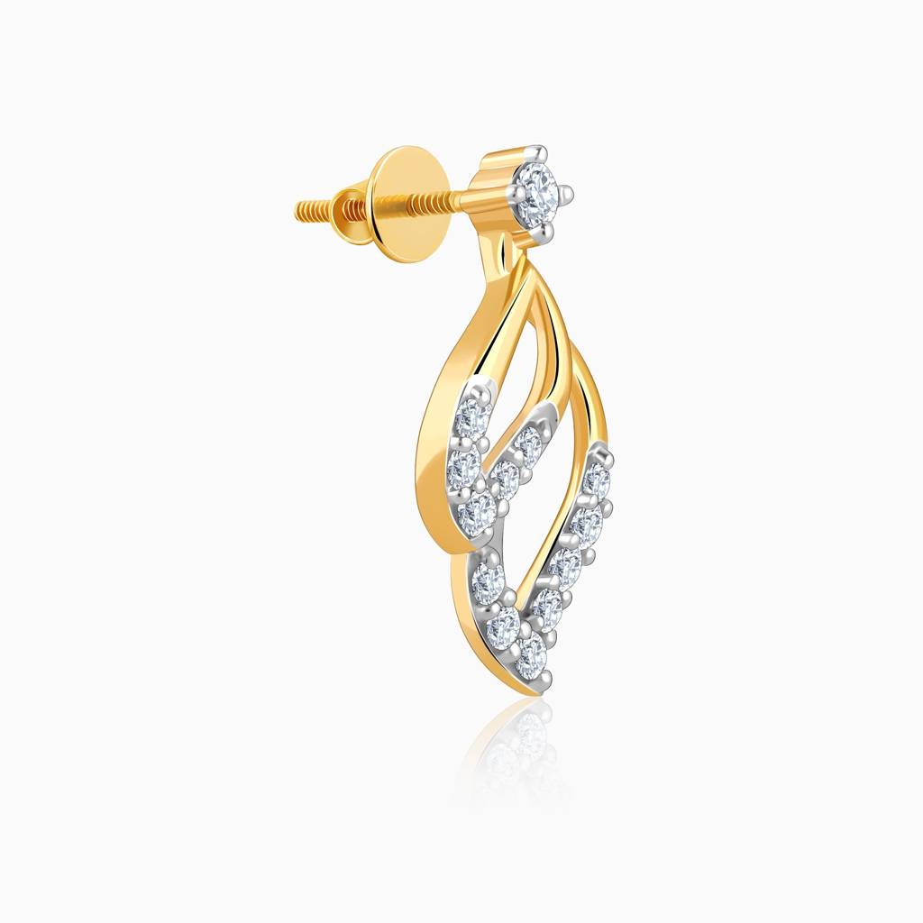 18K Gold Leaves Of Luxe Diamond Earrings : GDLER0515