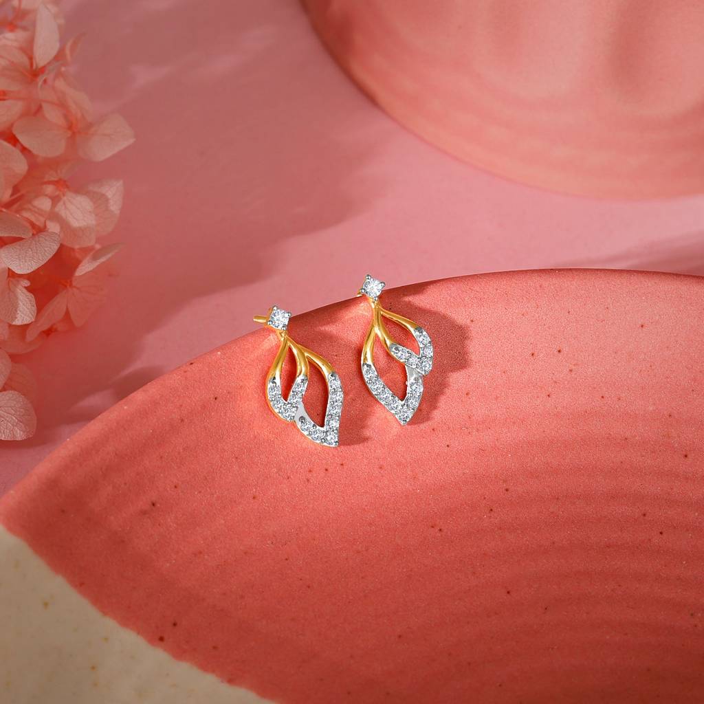 18K Gold Leaves Of Luxe Diamond Earrings : GDLER0515