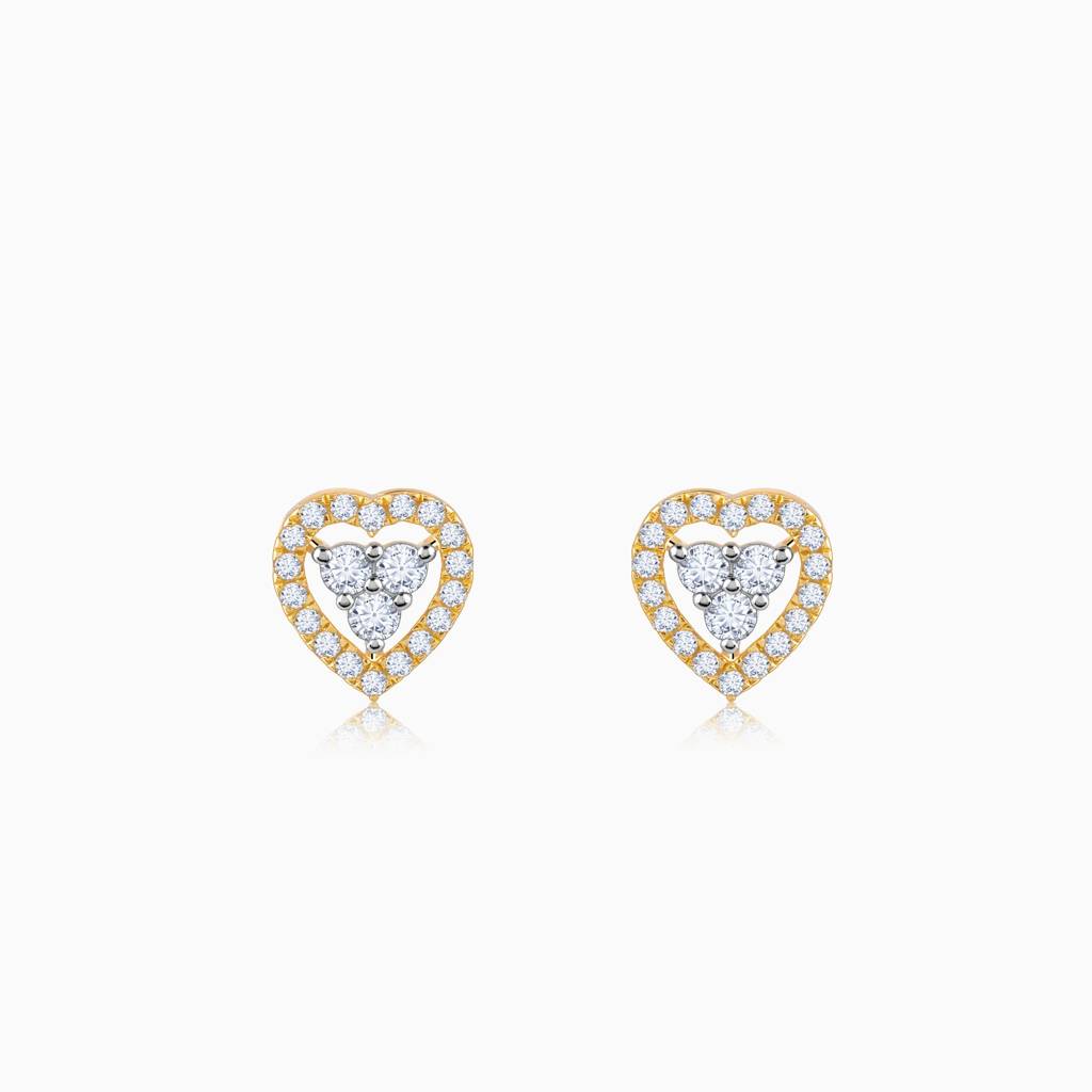 14K Gold Heartlet Diamond Earrings : GDLER0516