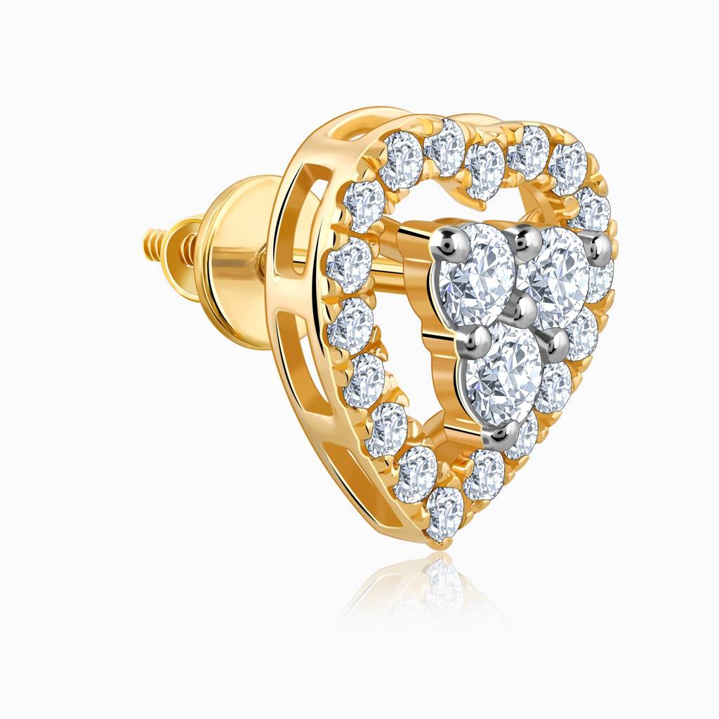 14K Gold Heartlet Diamond Earrings : GDLER0516