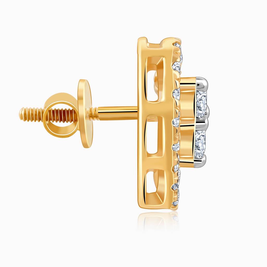 14K Gold Heartlet Diamond Earrings : GDLER0516