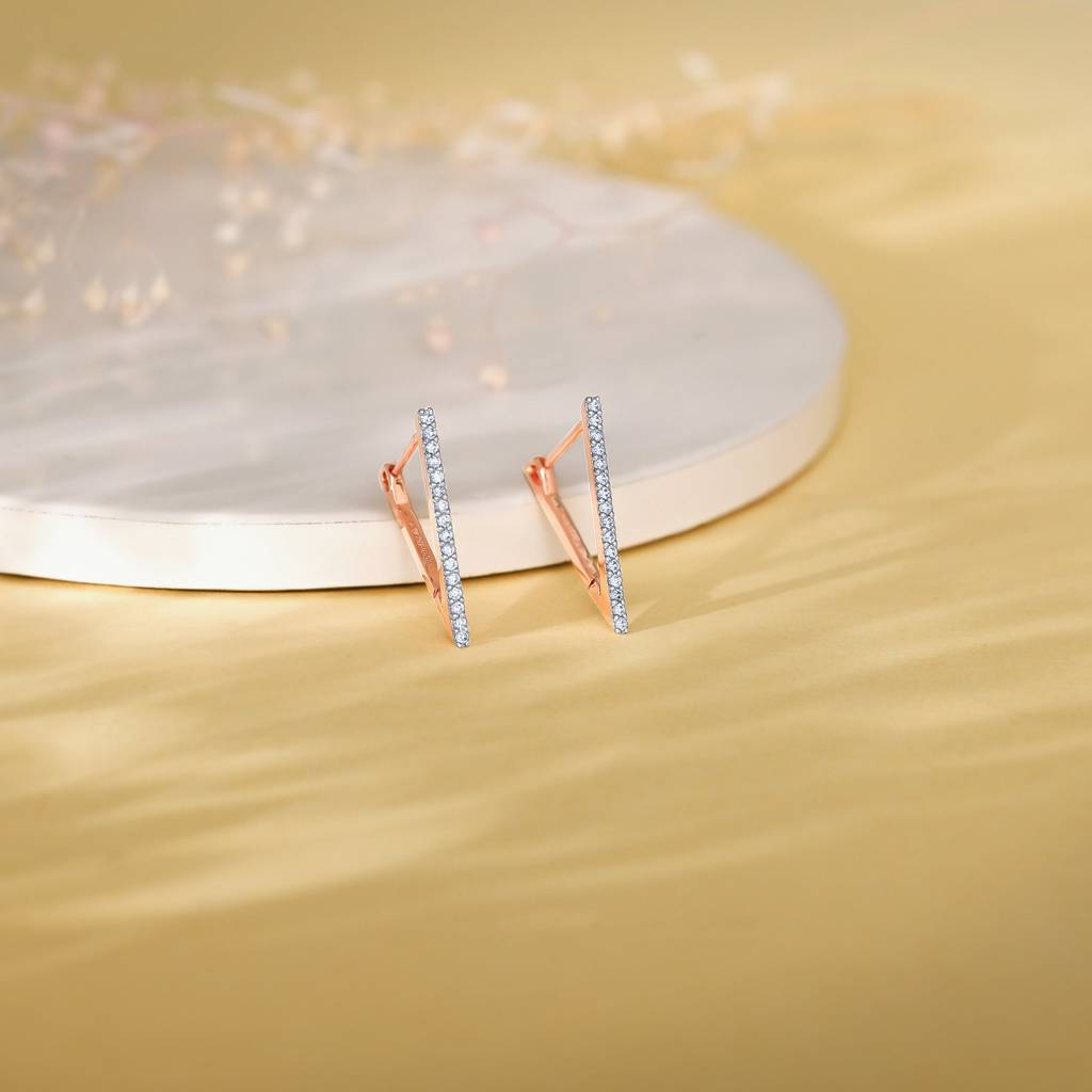 18K Rose Gold Trinity Diamond Studs : GDLER0524