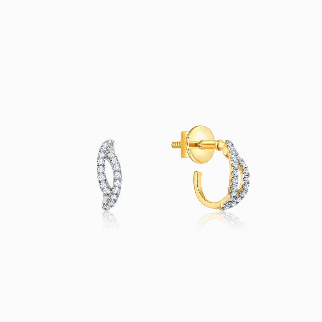 Gold Elixir Diamond J-Hoop Earrings : GDLER0526