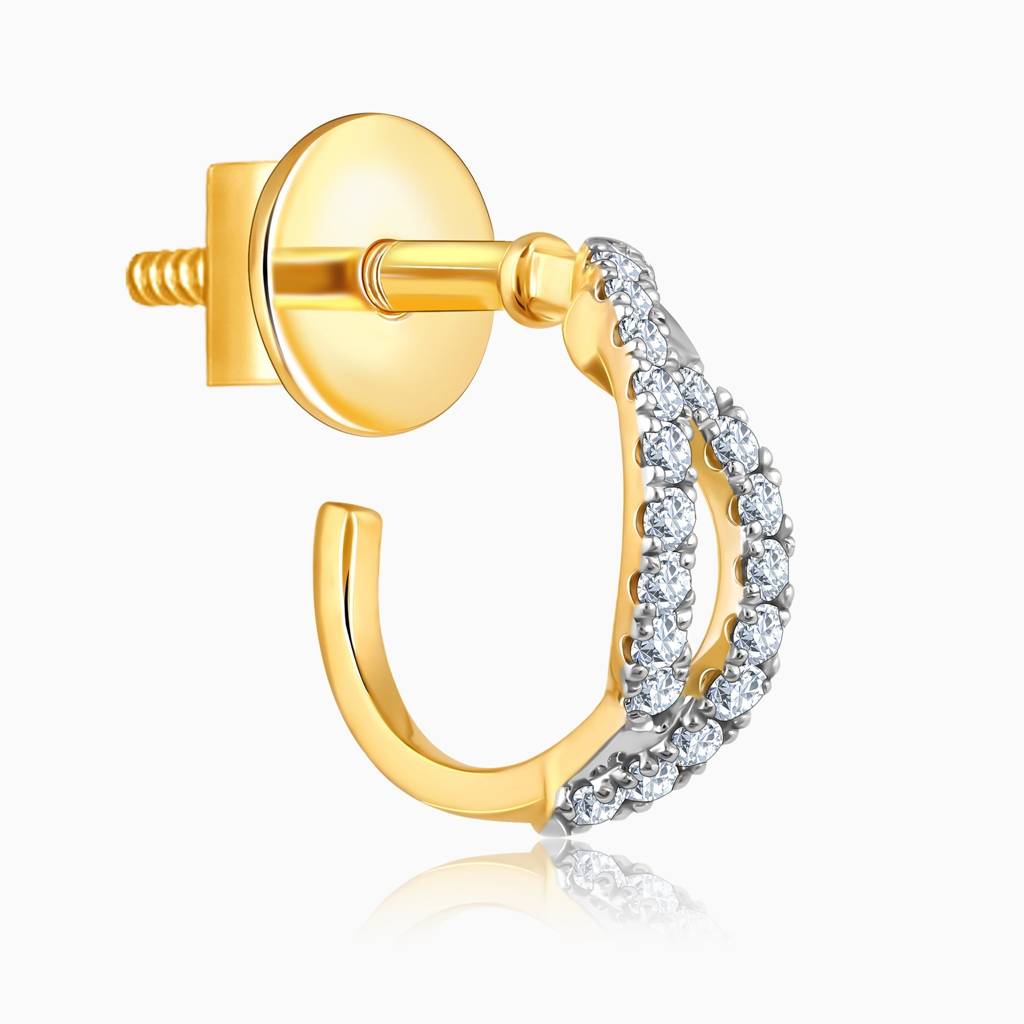 Gold Elixir Diamond J-Hoop Earrings : GDLER0526