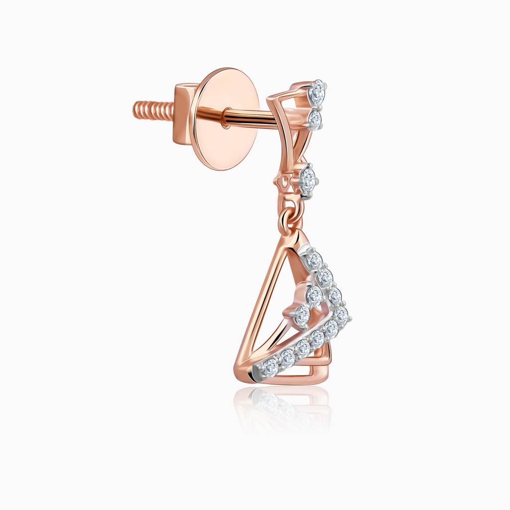 18K Rose Gold Ternion Diamond Dangler Earrings : GDLER0527