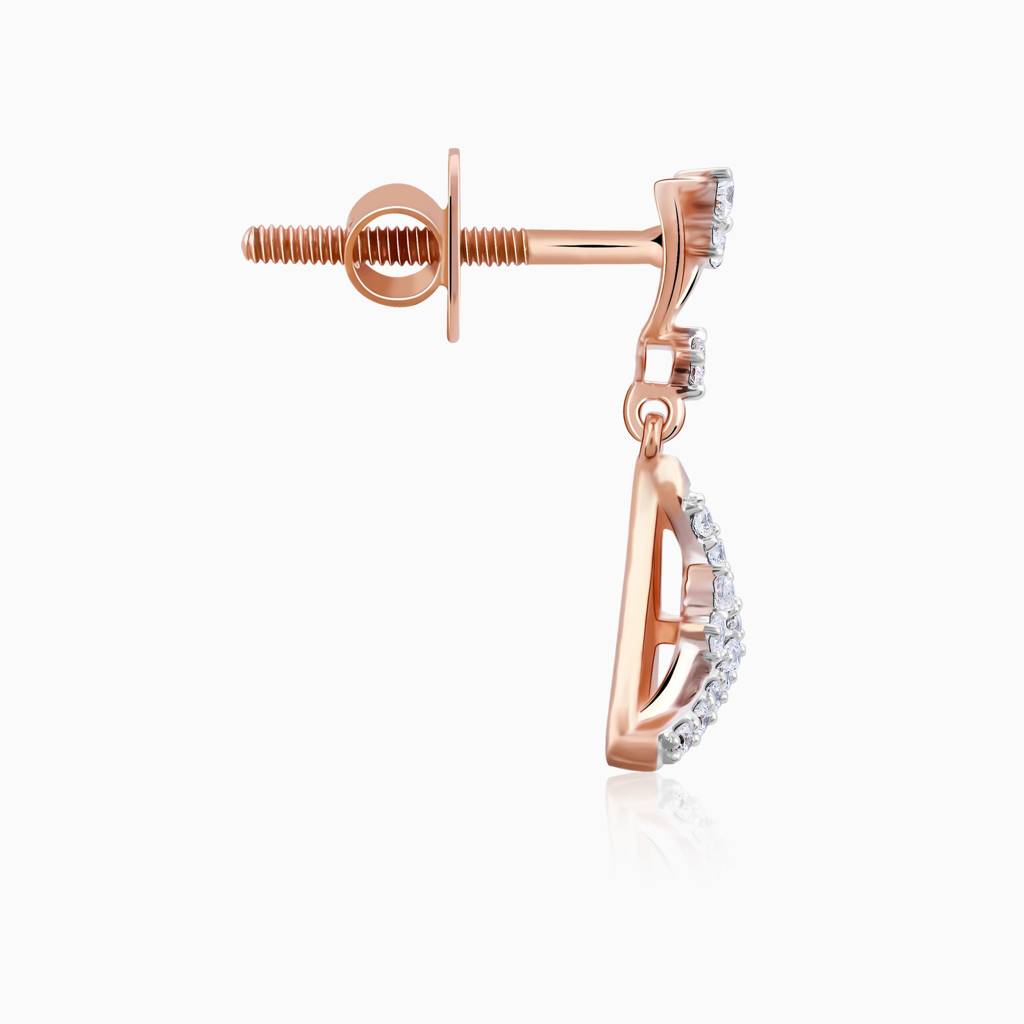 18K Rose Gold Ternion Diamond Dangler Earrings : GDLER0527