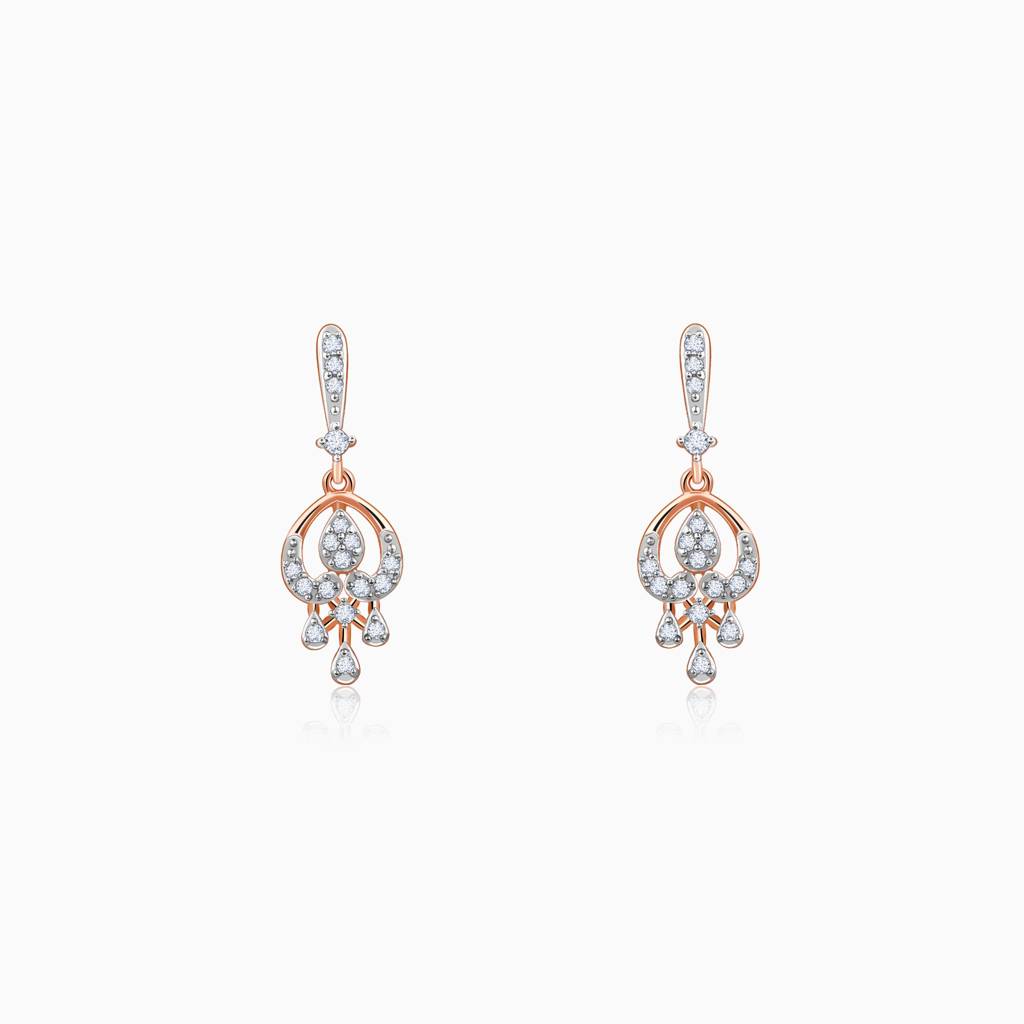 18K Rose Gold Elegance Diamond Drop Earrings : GDLER0528
