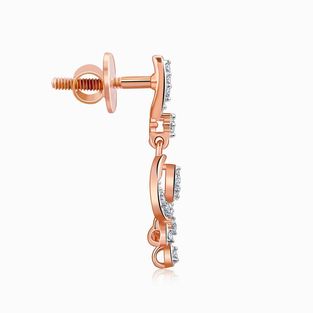18K Rose Gold Elegance Diamond Drop Earrings : GDLER0528