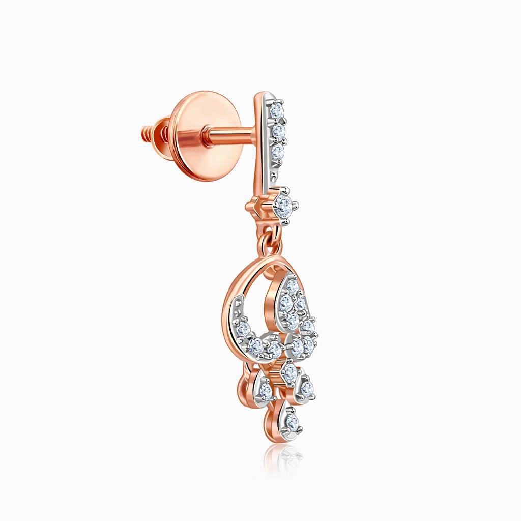 18K Rose Gold Elegance Diamond Drop Earrings : GDLER0528