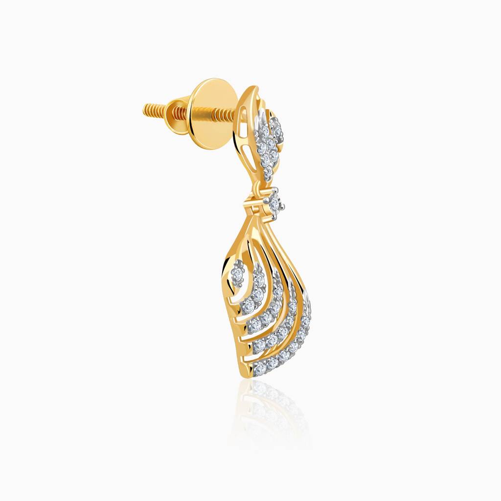 18K Gold Graceful Waves Diamond Earrings : GDLER0532