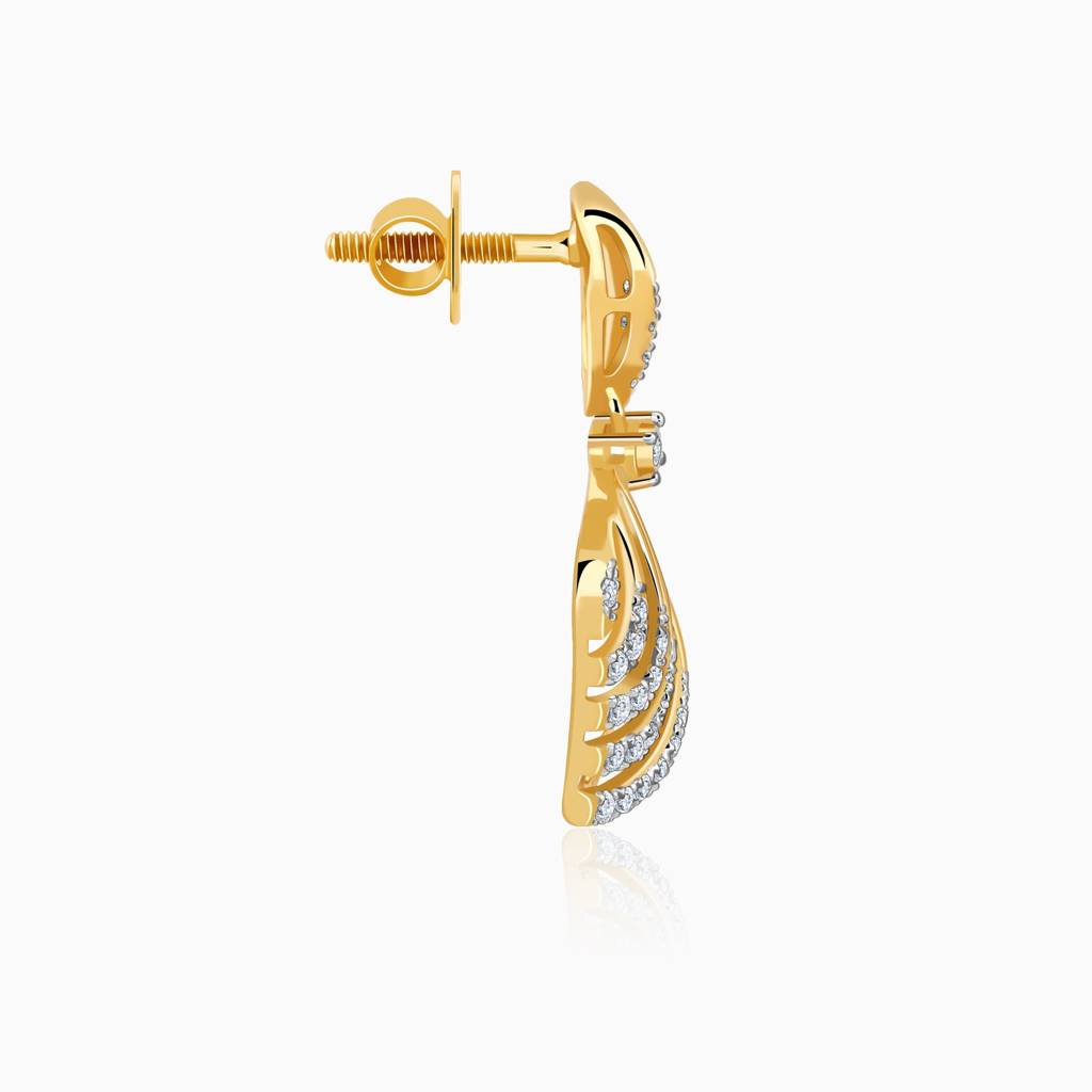 18K Gold Graceful Waves Diamond Earrings : GDLER0532