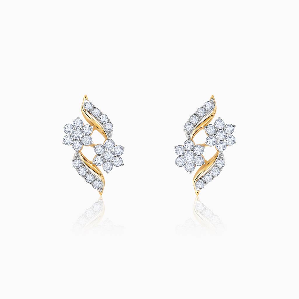 18K Gold Floral Magic Diamond Earrings : GDLER0534