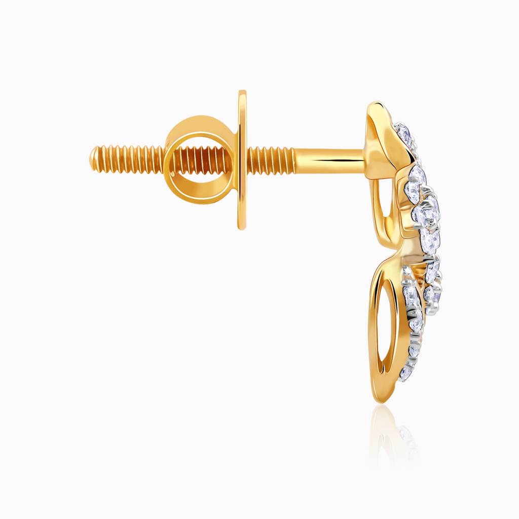 18K Gold Floral Magic Diamond Earrings : GDLER0534