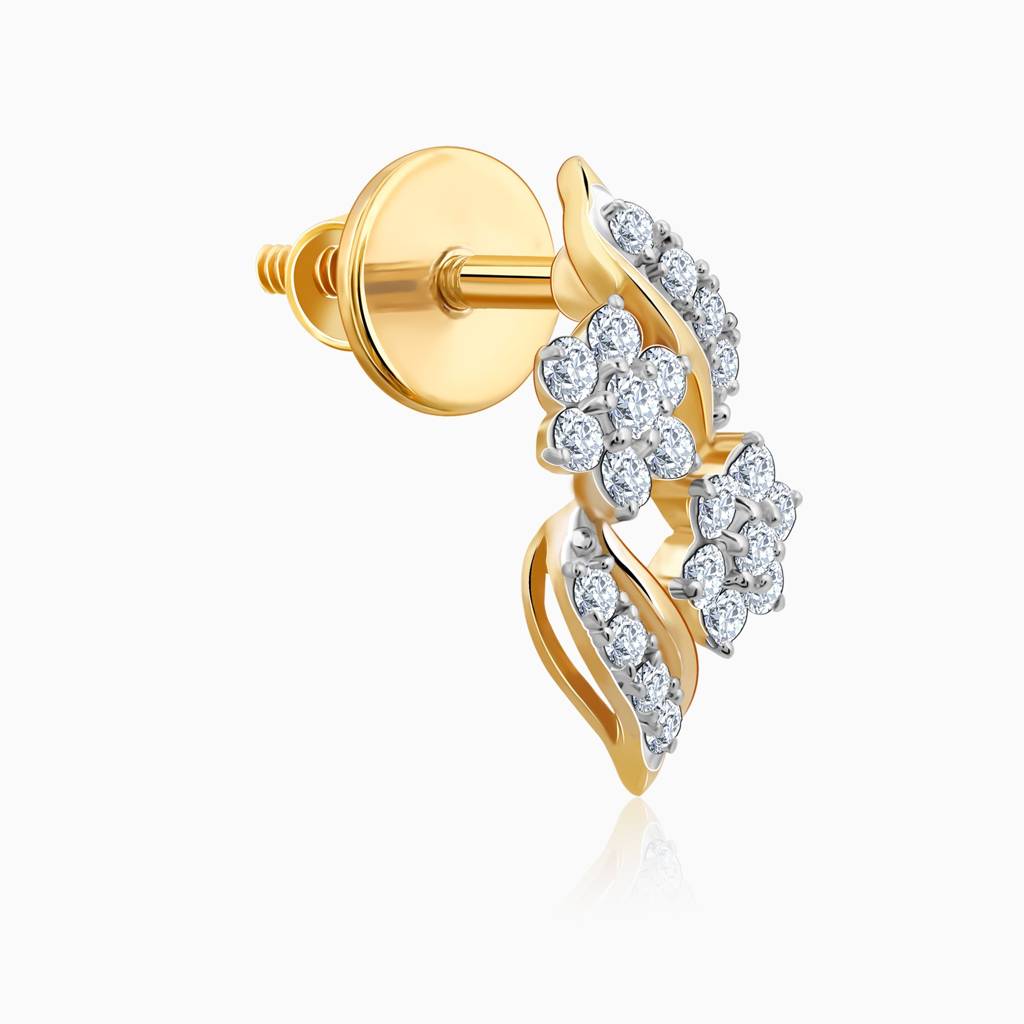 18K Gold Floral Magic Diamond Earrings : GDLER0534