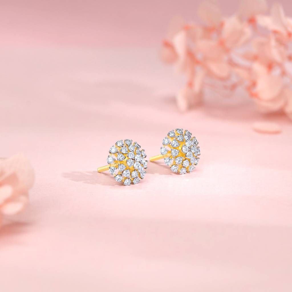 18K Gold Dandelion Whisper Diamond Earrings : GDLER0535
