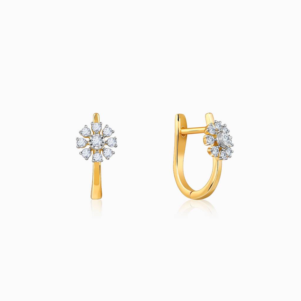 14K Gold Juliet Spark Diamond J-Hoop Earrings : GDLER0536