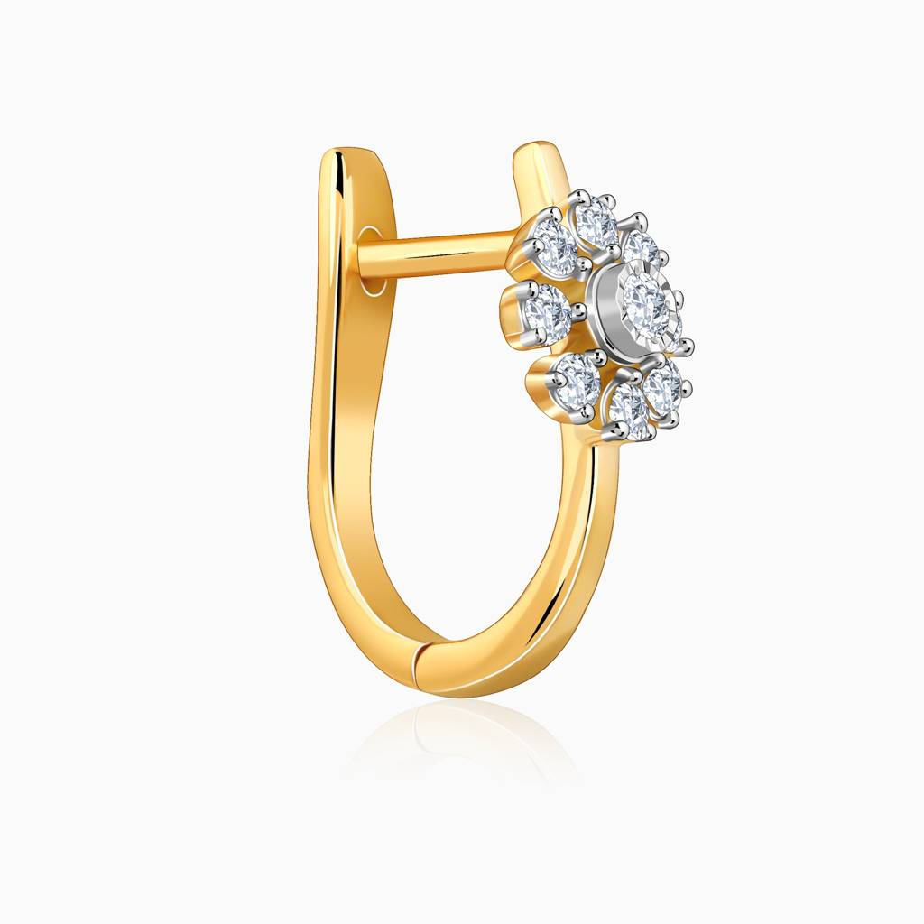 14K Gold Juliet Spark Diamond J-Hoop Earrings : GDLER0536