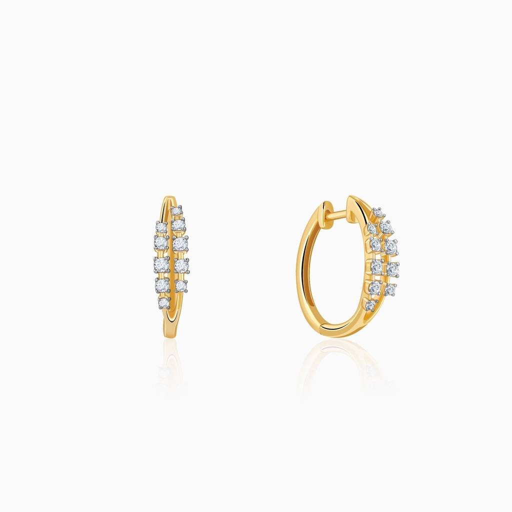 Gold Classic Diamond Hoop Earrings : GDLER0537