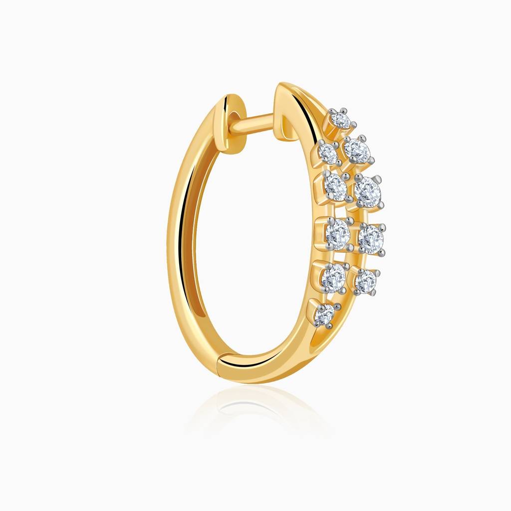 Gold Classic Diamond Hoop Earrings : GDLER0537