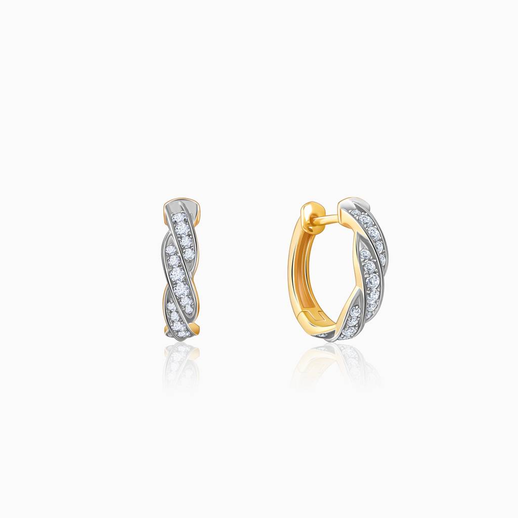 18K Gold Spiral Love Diamond Hoop Earrings : GDLER0538
