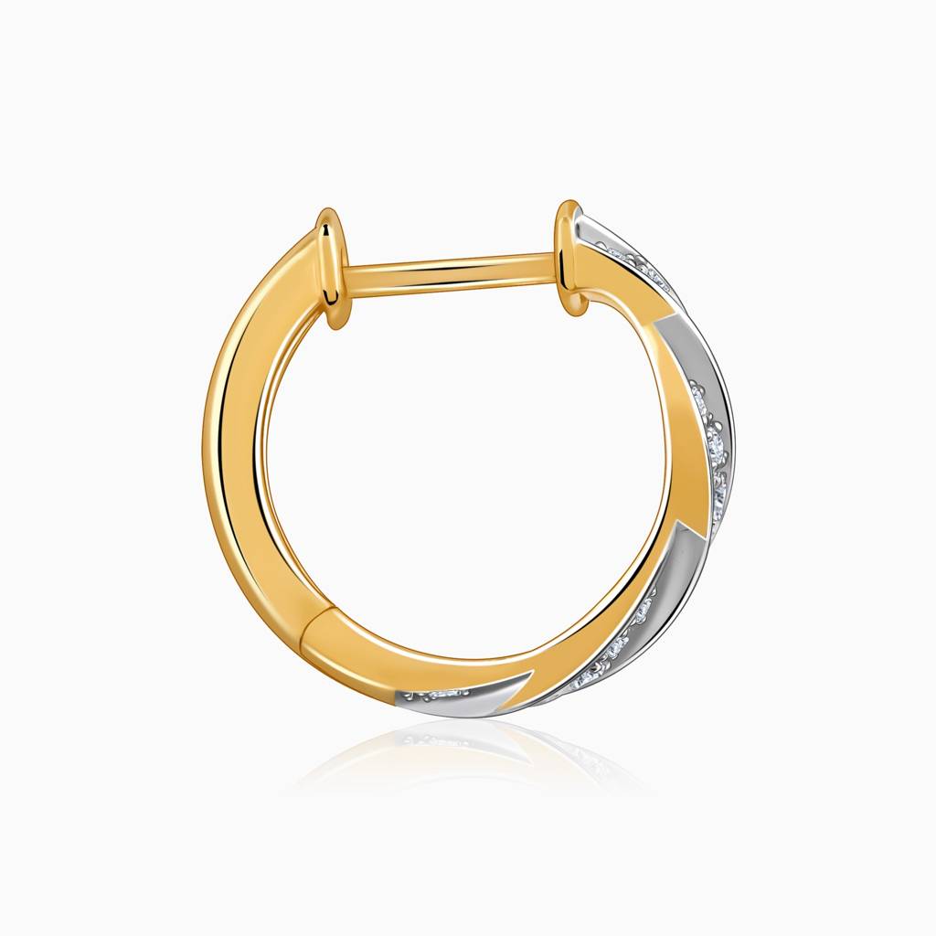 18K Gold Spiral Love Diamond Hoop Earrings : GDLER0538