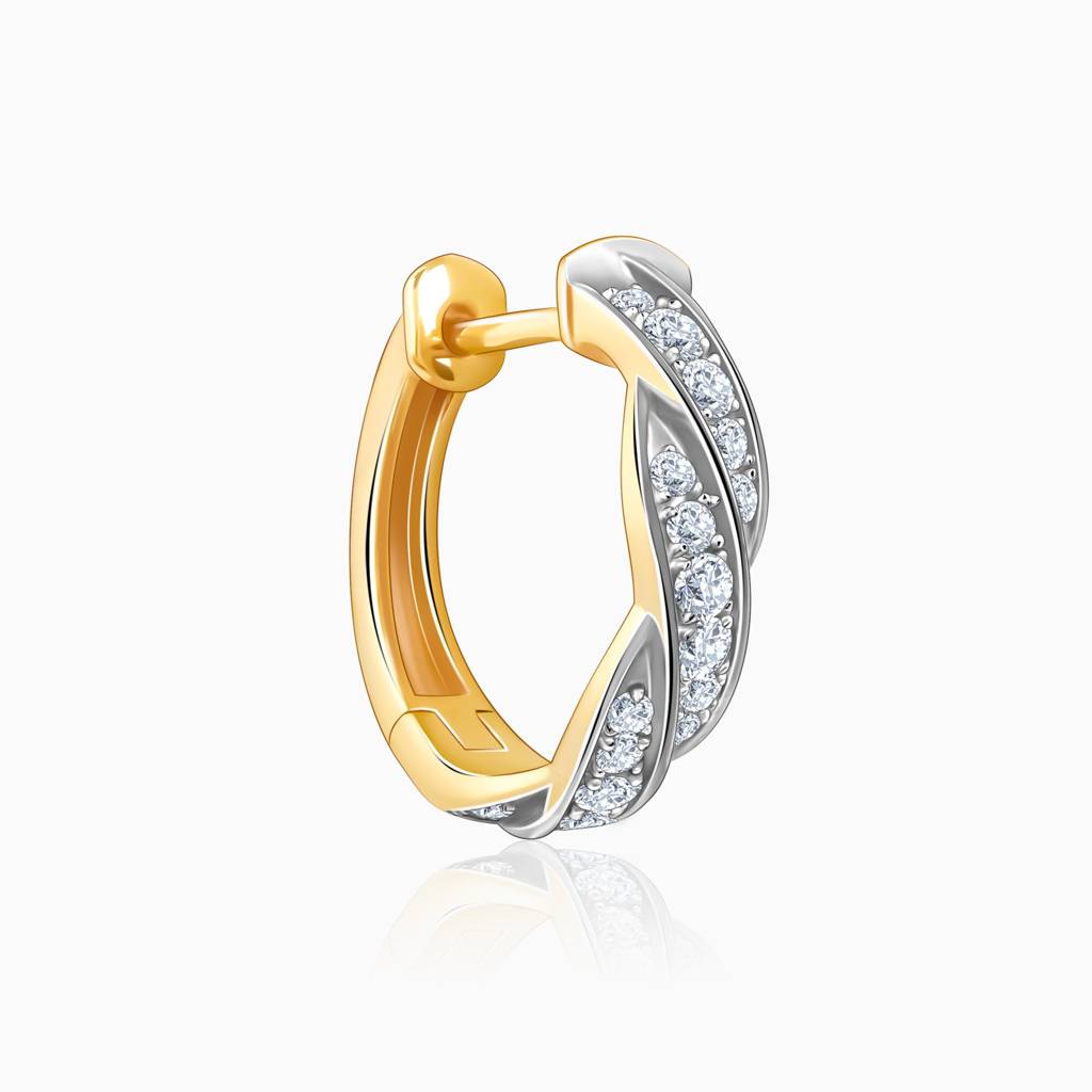 18K Gold Spiral Love Diamond Hoop Earrings : GDLER0538